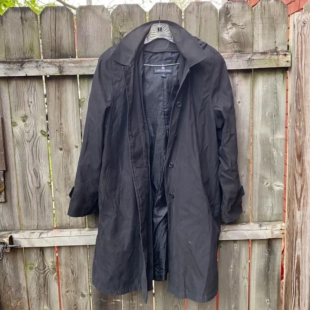 London fog black trench coat sz. L